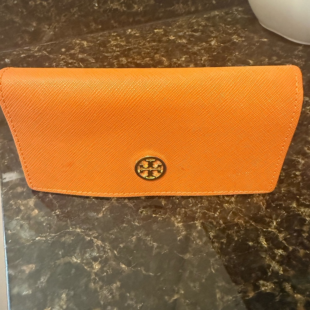 Tory Burch Orange Wallet with Gold Logo